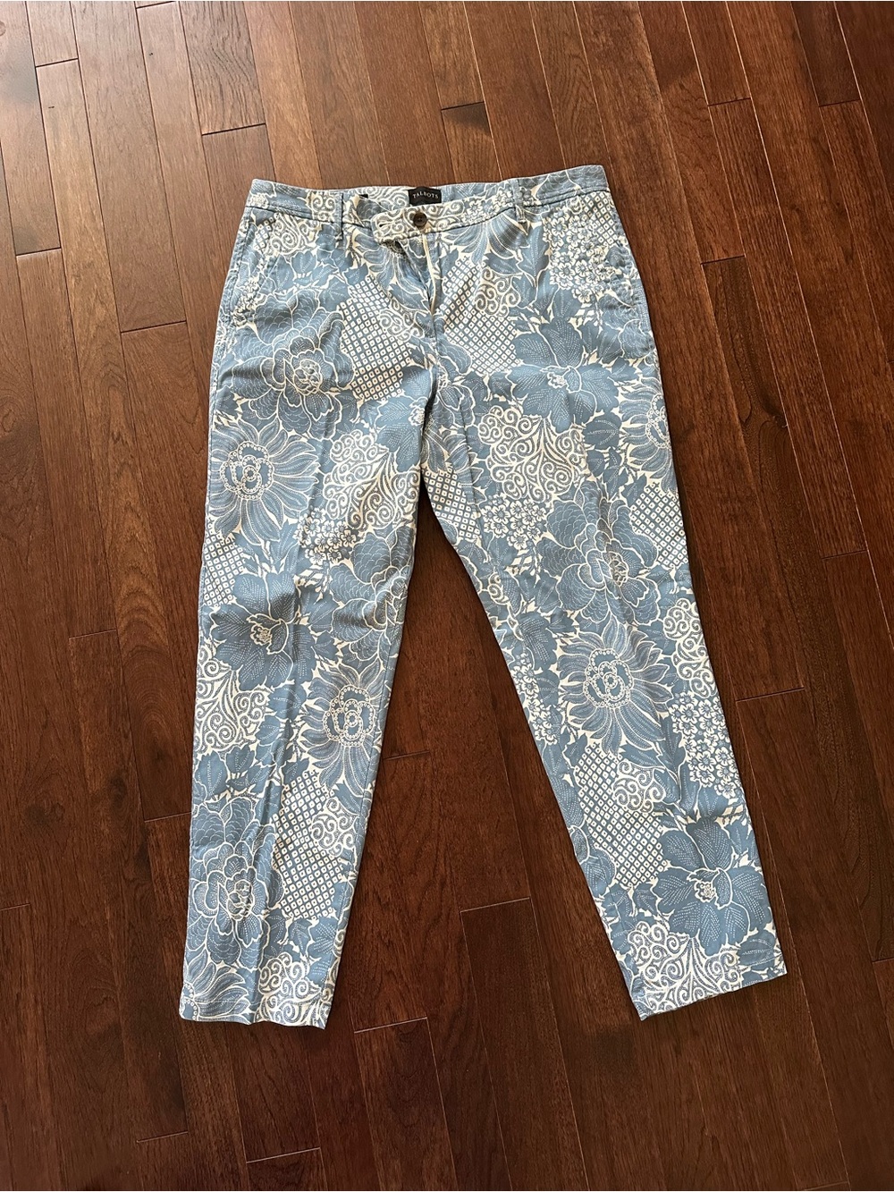 Talbots Relaxed Chino Blue and White Floral Pants